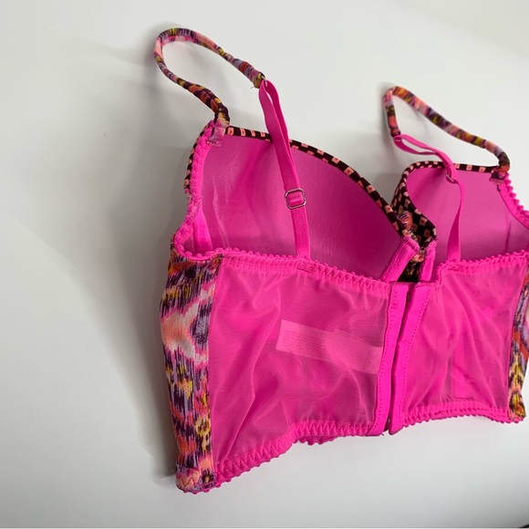 Victoria’s Secret Hot Pink Multi Boho Aztec Geometric Bustier Bikini Size 32C - Picture 6 of 13